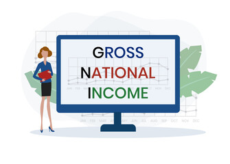 GNI - Gross National Income. acronym business concept. vector illustration concept with keywords