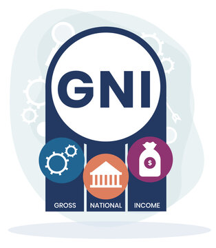 GNI - Gross National Income. acronym business concept. vector illustration concept with keywords