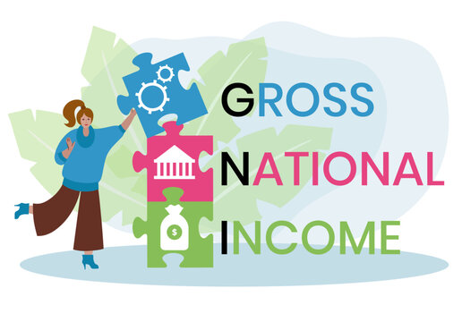GNI - Gross National Income. acronym business concept. vector illustration concept with keywords