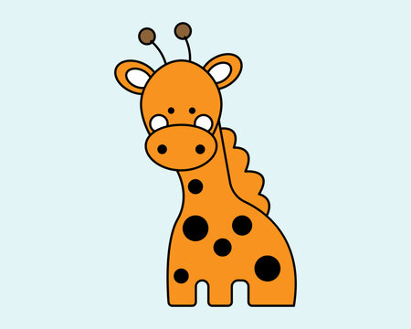 Cartoon Giraffe icon illustration template for many purpose. Drawing lesson for children. Vector illustration	