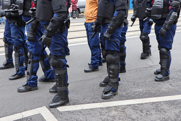 Police swat team on the street