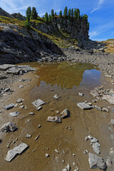 Almost dry lake in Belledonne moutain range
