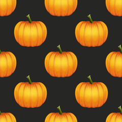 Vector Autumn Halloween Seamless Pattern with Pumpkins. Wallpapers for Invitations, Cards, Fabrics, Packaging, Wrapping, Banners or Textiles