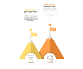 Vector timeline infographic template. Modern mountains graph with 2 steps, circles, achievement, mission business options. Geometric concept for web, app, project, chart, banner, presentations, report