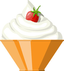 Ripe strawberry and whipping cream