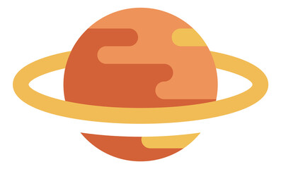 Ring planet sphere icon. Flat saturn symbol