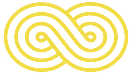 Loop motion sign. Infinity logo. Yellow line mobius shape