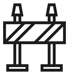 Road barrier icon. Construction symbol in linear style