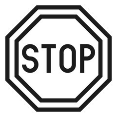Stop sign icon. Danger symbol. Black line octagon