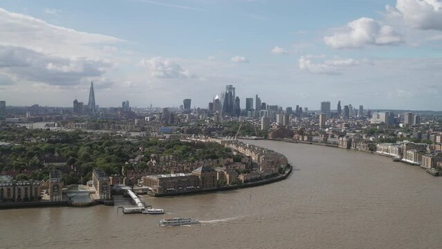 London Skyline Panorama with View of City, Shard, River Thames