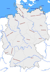 Die längsten Flüsse in Deutschland mit Bundesländer 