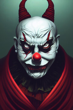 evil scary clown charachter , digital art