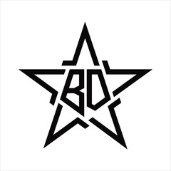 BD Logo monogram with star shape slice design template