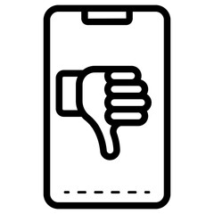 thumb down like rate on smartphone icon