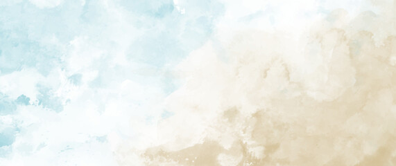 Vector watercolor art background. Hand drawn blue and beige abstract vector illustration for cover, flyers, cards. Splatter and brush strokes. Vintage grunge texture. Template for design. Empty blank.