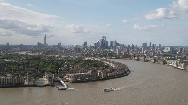 London Skyline Panorama with View of City, Shard, River Thames