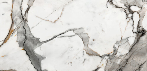 White polished finish italian statuario marble slab with thin streaks, white satvario calacatta panoramic marbling for flooring, wall cladding, ceramic tile, wallpaper, banner, website and print ads.