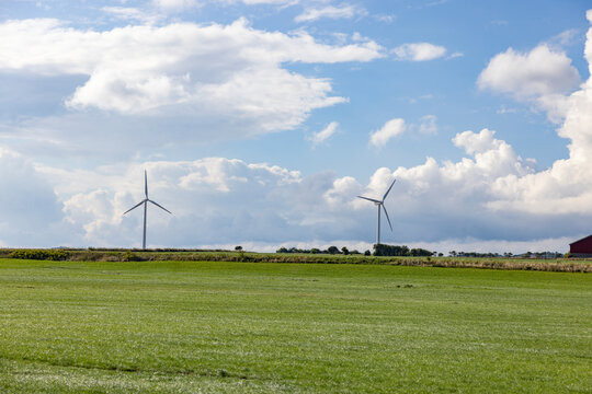 Wind turbine on Mors, Mors&oslash; or Morsland &ndash; the island behind the sea &ndash; is located in the Limfjord just north-west of Salling. Denmark, Scandinavia, Europe