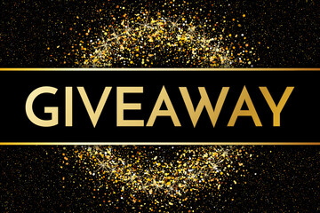 Time for a giveaway - banner template. It s time for a Giveaway phrase on dark glitter background. Christmas and New Year giveaway - holiday baner template. Vector illustration