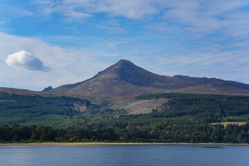 Goat Fell mountain on the Isle of Arran. Goatfell is the highest point on the isle of Arran.