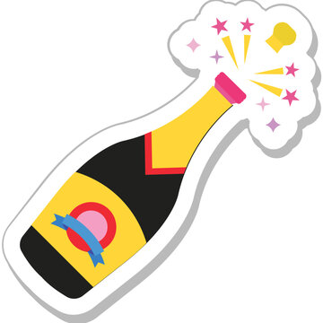Champagne Bottle Colored Vector Icon