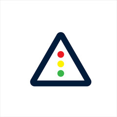 Traffic signals ahead sign icon stock illustration on white background.