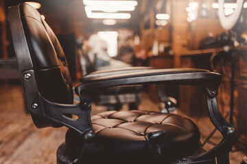 Barbershop armchair vintage color. Modern hairdresser and hair salon, barber shop for men