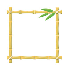 Square Bamboo frame. Blank pattern for summer single, png object