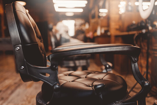 Barbershop armchair vintage color. Modern hairdresser and hair salon, barber shop for men