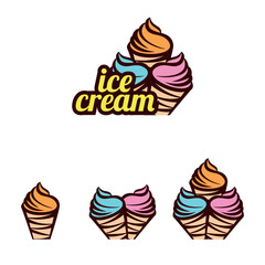 ice cream logo design vector full color premium ice cream logo set