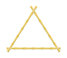 Triangular Bamboo. Eco flora, frame from wood crone for asia, png object