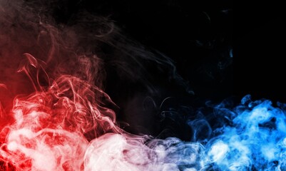 Colored smoke and fog on dark background