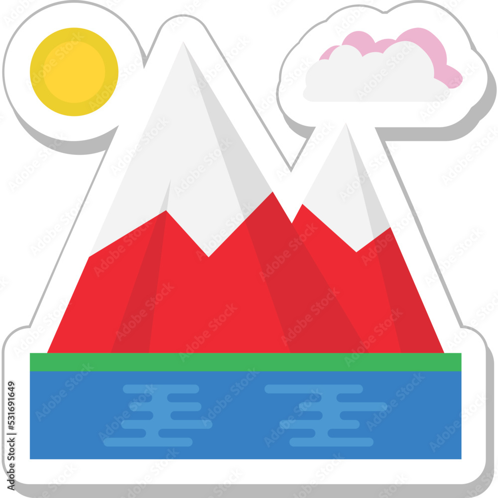 Poster mountain colored vector icon