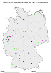 Städte in deutschland mit mehr als 100.000 Einwohnern stumme Karte