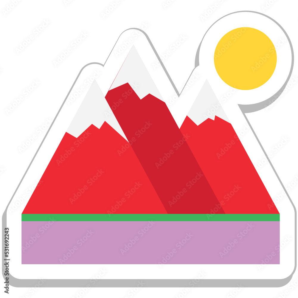 Sticker Mountain Colored Vector Icon