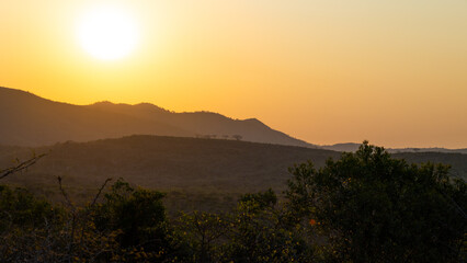 Sunset over a mountain valley