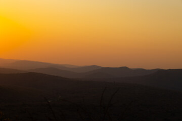 Sunset over a mountain valley