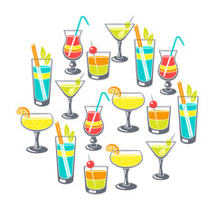 Background with cocktails in glass. Alcoholic drink for party.