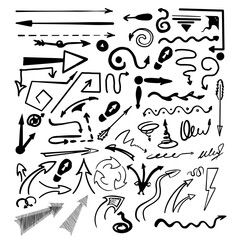 Set of arrows and doodles hand drawn vector