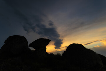 Sunrise in the Natural Area of Barruecos. Extremadura. Spain.