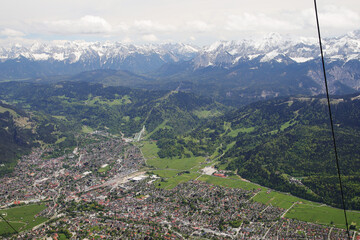 View from Kramerspitz mountain to Garmisch-Partenkirchen, Upper Bavaria, Germany	