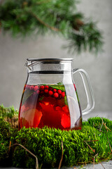 hot fruit tea in a teapot