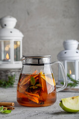 hot fruit tea in a teapot