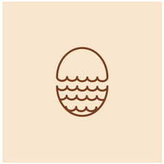 sun logo, sunset sunrise with beach ocean sea water logo icon vector in trendy line linear boho style, abstract outline logo vector for wal art