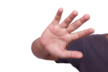 a man's palm, the concept of making a stop gesture, protest sign, against domestic violence, abortion, bullying at school, saying no concept, file png