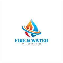 Fire and Water Logo Design Vector Image