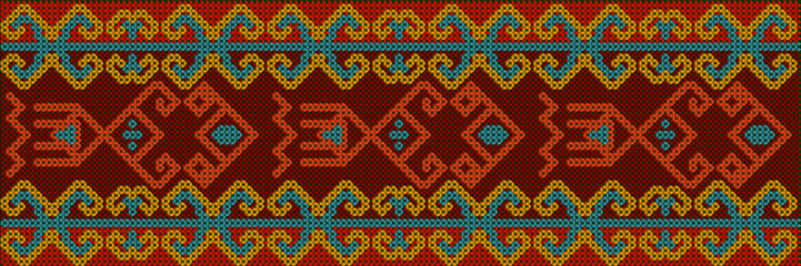 Seamless folk ornament, national pattern, ethnic embroidery in the traditions of the peoples of the world.