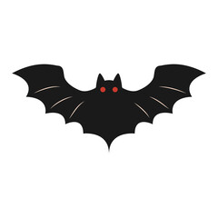 Black bat silhouette on a white background