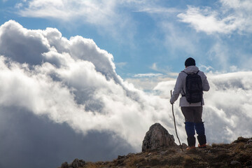 Hiker on the summit of a mountain