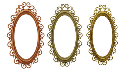 3d model oval plastic openwork frame on transparent background	